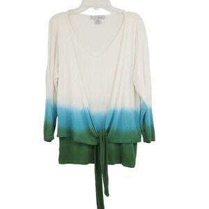 W D N Y Women's Ombre Color Knit M Cardigan-Shirt Combo‎ Boho Office Minimalist